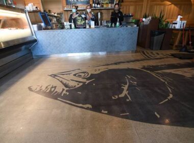 Westcoat’s Grind & Seal system in the entrance of a seafood restaurant