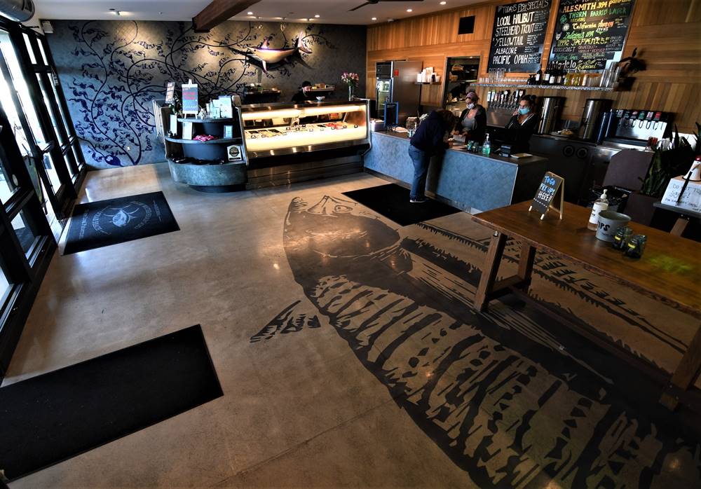 Westcoat’s Grind & Seal system at a entrance of a seafood restaurant