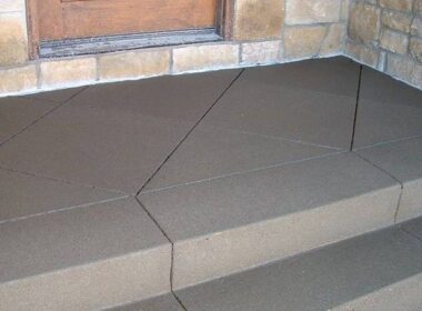 Sand Finished Gray Concrete Porch