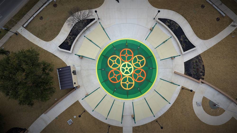 An aerial view of Heritage Park