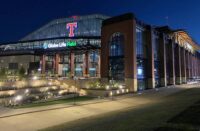 The front of the Texas Rangers Global Life Field in Arlington, Texas