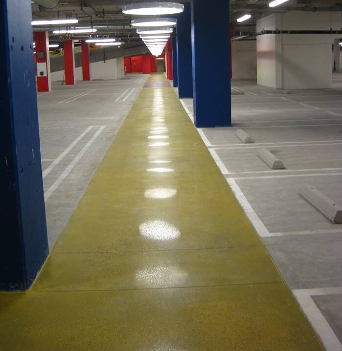 One of the types of joints in concrete - control joints in a parking garage