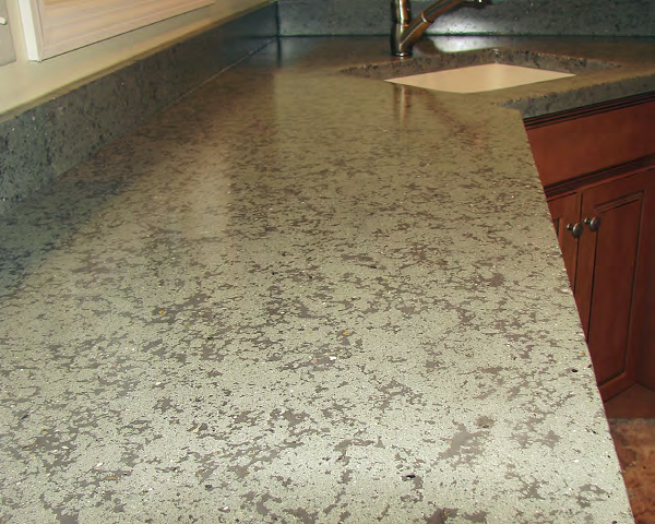 This countertop in Lancaster, Pa., was made with Mark Celebuskis standard wet-cast mix and given a hand-crafted finish.