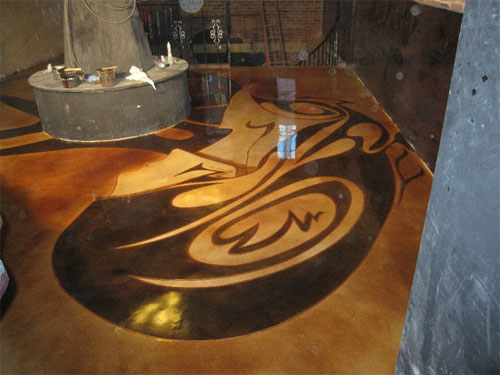 A look at a profile of a woman that was stained on the Nashville Dinner Theater floor.