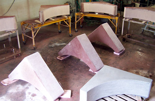 Casting all the concrete benches.