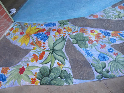 Detailed flowers were artfully placed on the concrete with concrete products and produced by students and professionals alike.