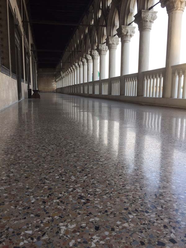 beautiful terrazo floor on second floor of venice palace