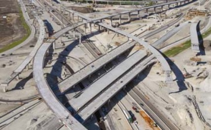 Overpasses on a busy freeway.