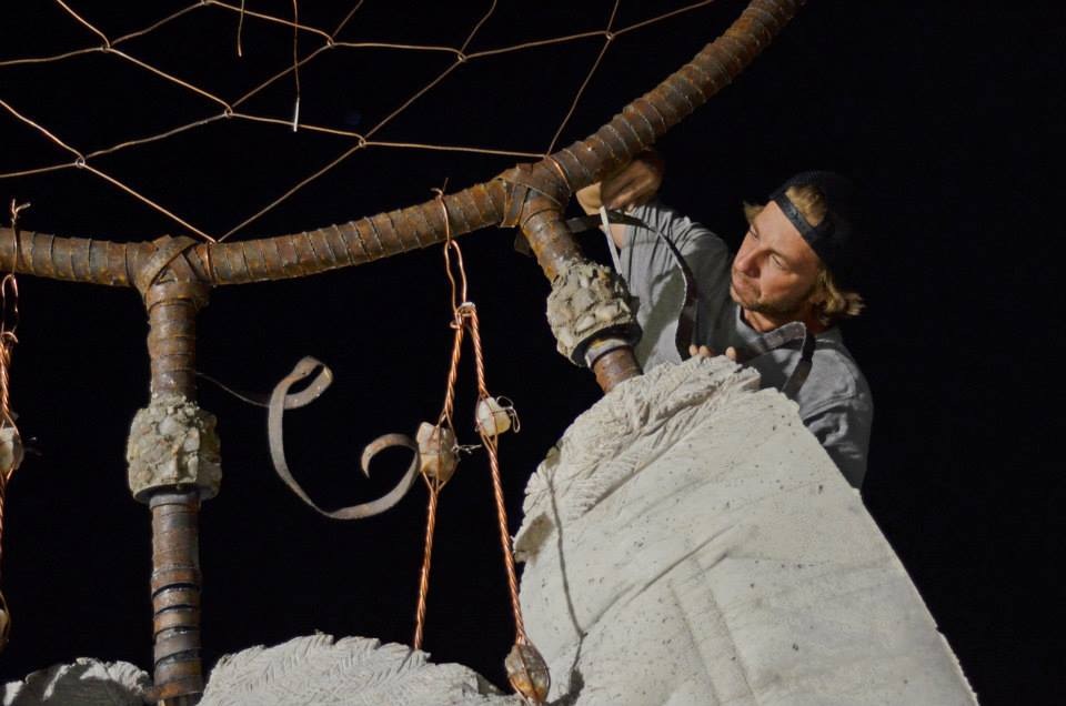 Huge concrete dream catcher being built