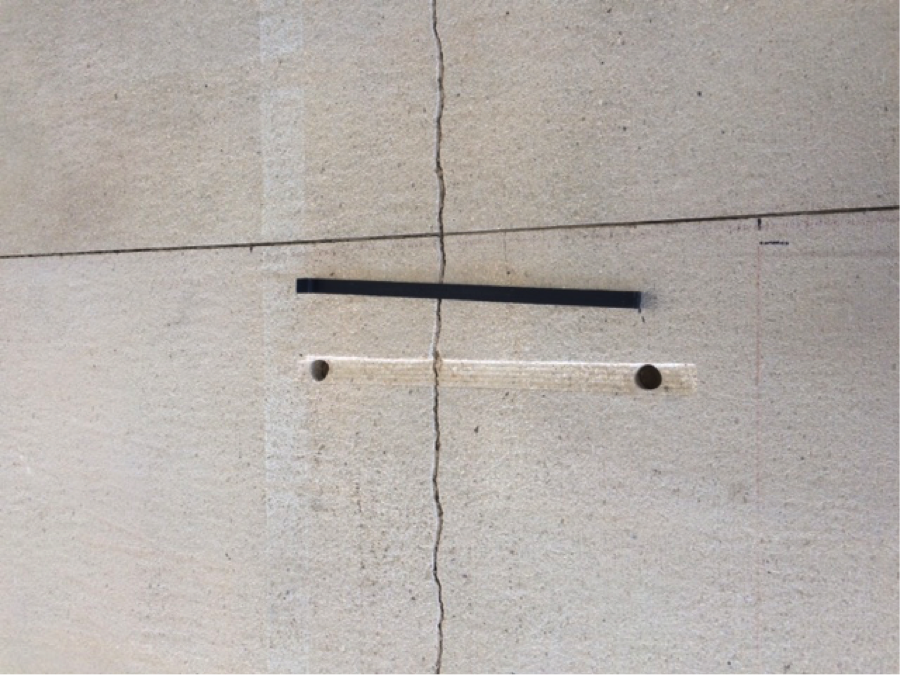 Miracote parking garage restoration - Staple placement preparation with pre-routed bed and pre-drilled holes.