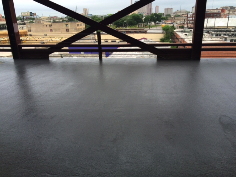 Miracote parking garage restoration - Cementitous traffic coating.