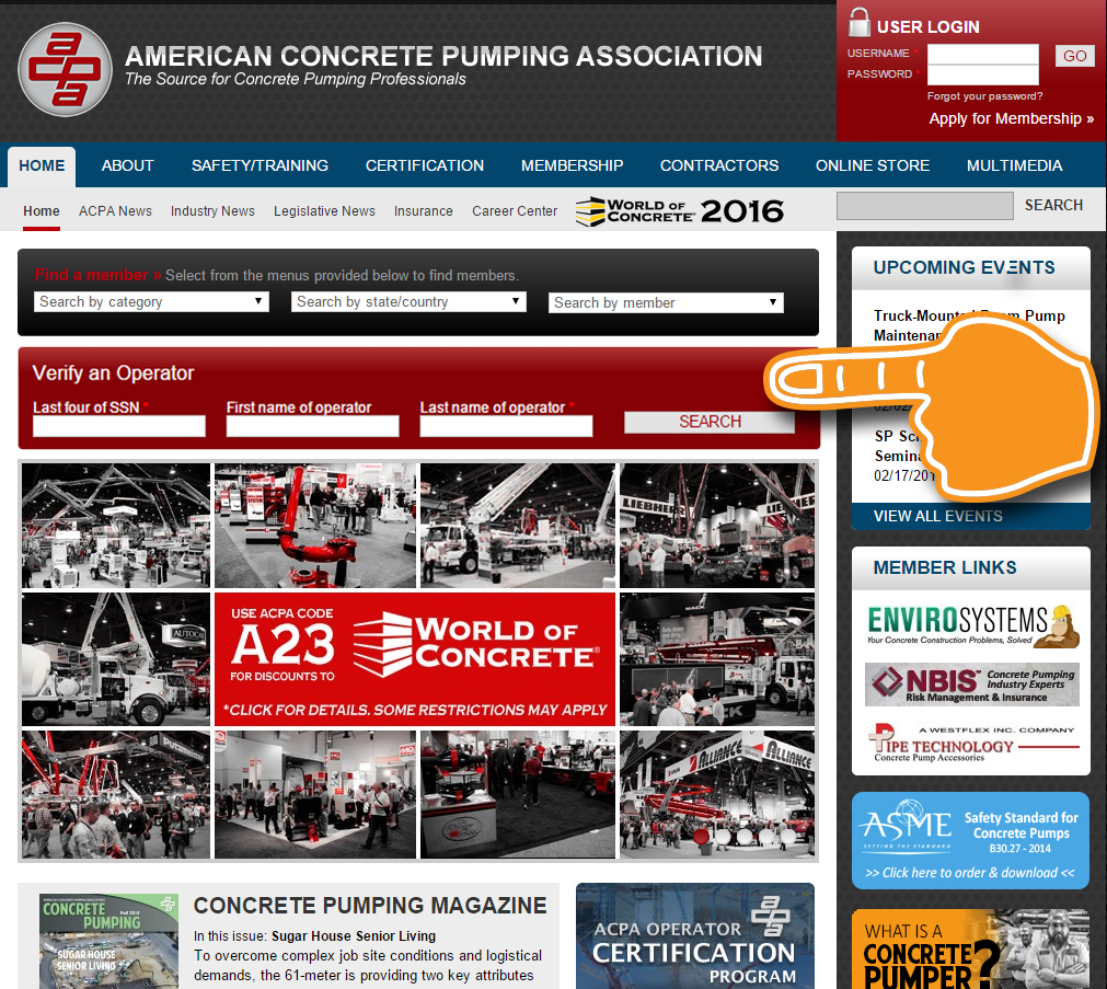 American Concrete Pumping Association operator search