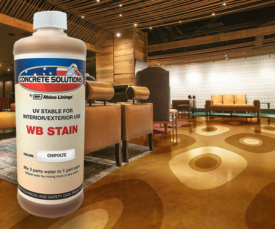 The vibrant, UV stable WB Stain colors may be applied to both interior and exterior concrete surfaces. Unlike acid stains, water based stains produce more consistent color, offer low VOCs