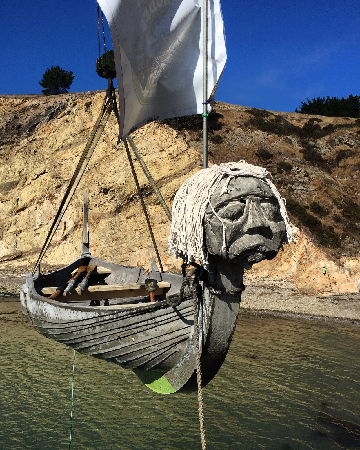 The completed concrete boat that was created at the Mendo Mini