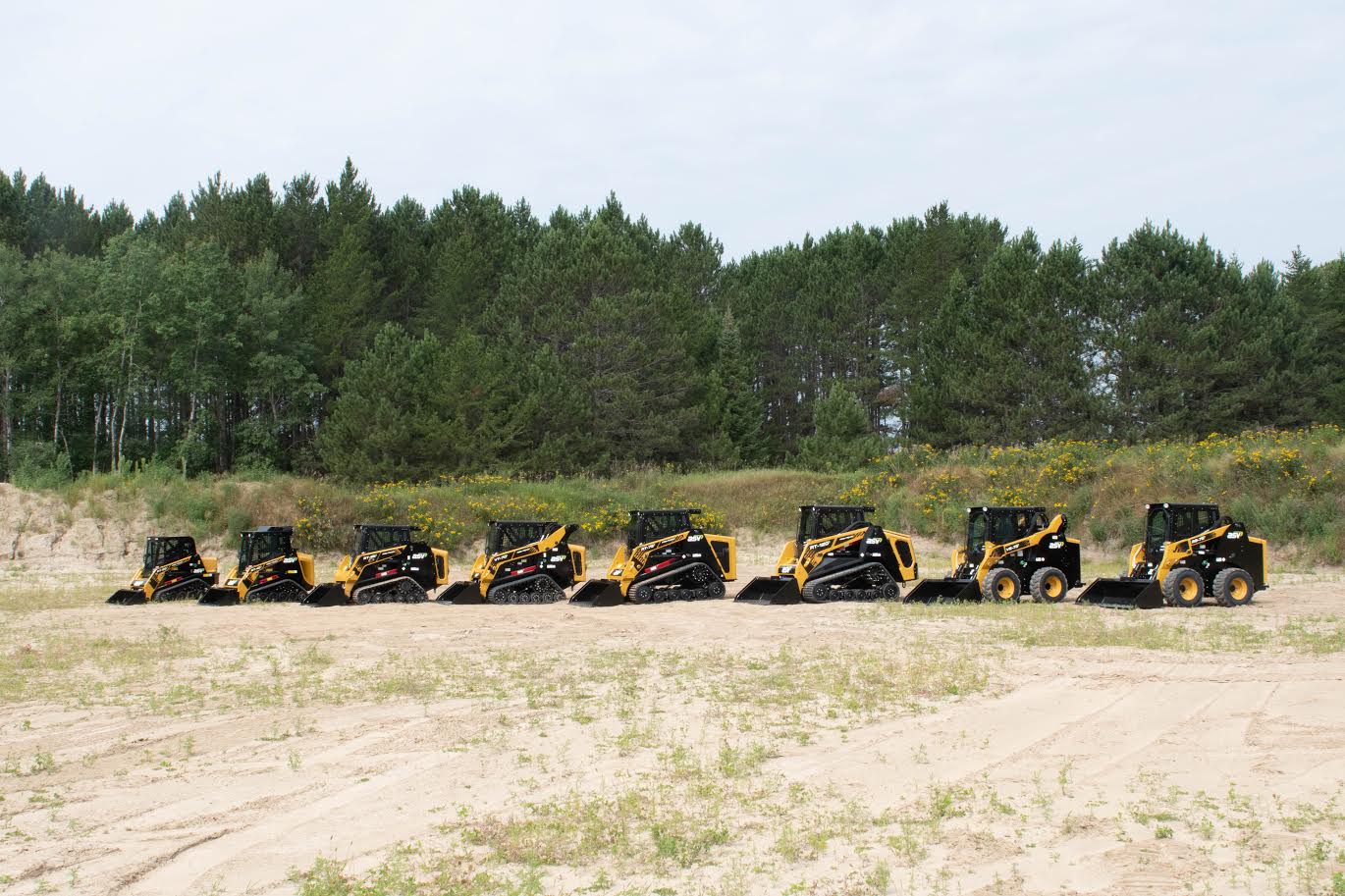 Line up of excavating machines