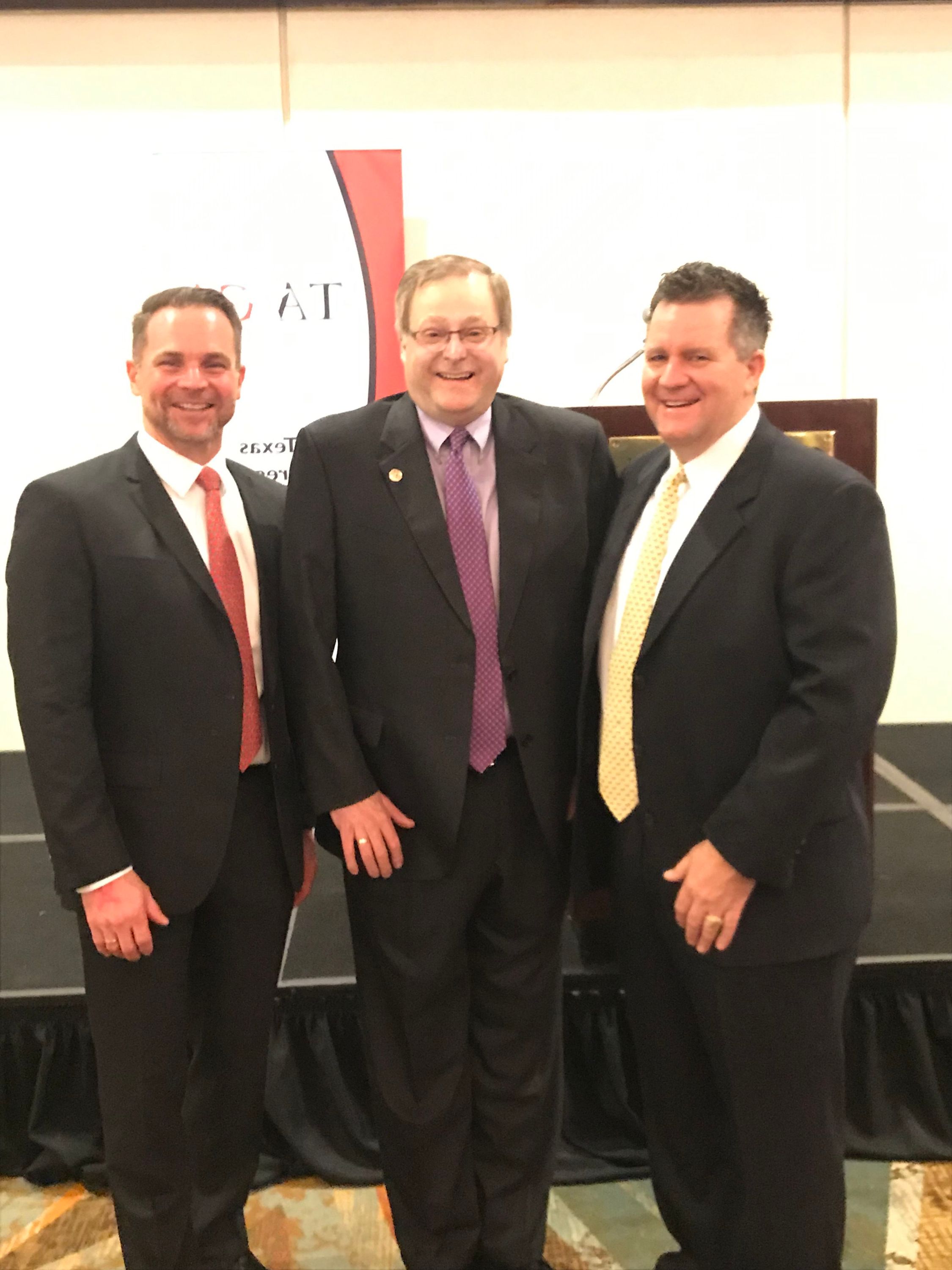 David Perkins (TACA President), Sen. Brian Birdwell and Rob Van Til (River Aggregates)