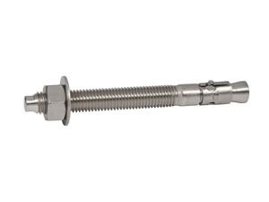When installing a wedge anchor, the nut must be threaded on the threaded end of the wedge anchor so that the top of the nut is even with the top of the wedge anchor body.