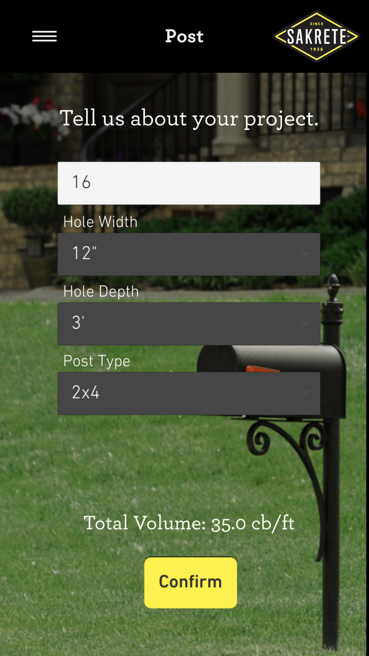 Screenshot of Sakrete App 3
