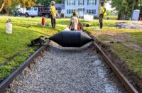 large curb roller for a custom concrete ditch