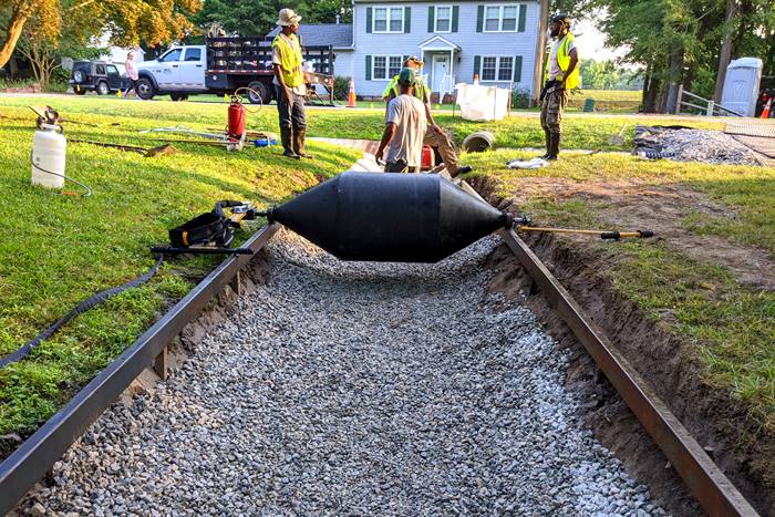 custom drums for challenging pours like this one that is for a 150 foot ditch in Virginia.