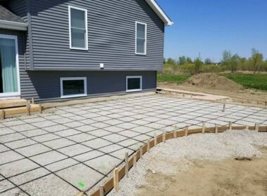 composite rebar used on a curved concrete patio pour