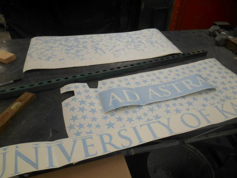 Stencils for a concrete canoe