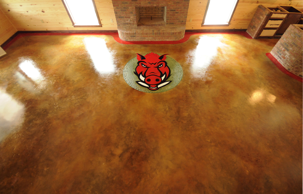stained concrete razorback design Arkansas professor