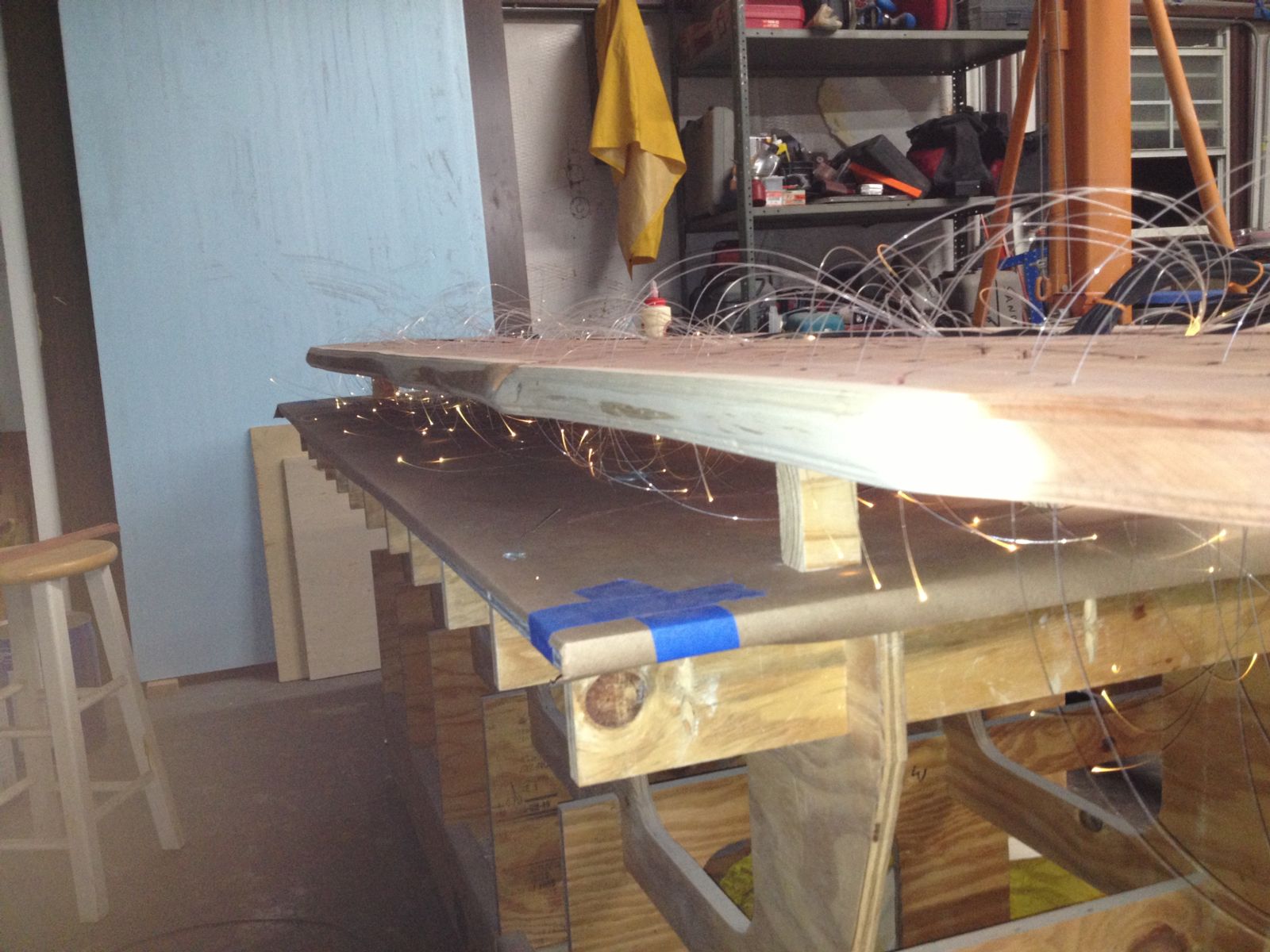 LED lights in a concrete countertop