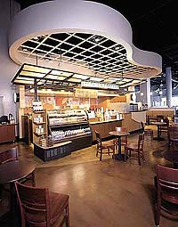 Las Vegas convention center has floors in the food court near the south hall that were created using vibrant colored cementitious polymer colors from Artflor.