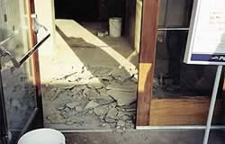 Half the lobby was covered with carpet and the other half with 1" terrazzo installed back in 1934.