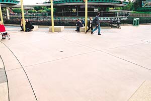 Michael Archambault concourse at Disneyland Paris, a light broom finish on a concrete walkway.