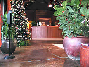 Incorporating cracks into your concrete work - He colored the flagstones with earth-toned dry-shake colors, then sealed them. He covered the rest of the driveway with an integrally colored topping, feathering it up against the flagstones. Any slop that got onto the flagstone washed right off, thanks to the sealer.