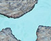 In this simulated microscopic view of cement paste, hydration begins when portland cement particles are surrounded by water.