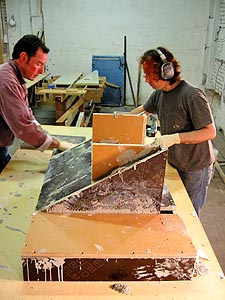 Countertop Molds - These materials give an exceptionally smooth result. Rhodes prefers Formica to melamine because it is denser and lasts longer. One drawback of Formica and plastic sheeting is they must first be adhered to a stronger board for support.