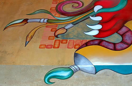 Art in Public Places on concrete slabs, The only difference in working with individual clients and community art leagues is that public art requires many more people, more meetings, more research, more patience, and a lot more time.