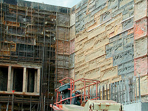Brick patterns are popular for projects like homes, parking structures and commercial buildings. Scott System makes several products that deliver a brick look. A form liner in a brick pattern was used for housing in Denvers Montbello neighborhood in the early 1970s.