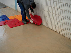 Stamping tools can be purchased in varying densities in order to provide increased flexibility at walls or posts.