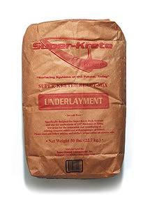 super-krete underlayment - Whatever the substructure is, it has to be well constructed to successfully support a cementitious overlay. Wood, with its constant swelling, shrinking, shifting and settling, is already a moving target as far as a cementitious topping is concerned. Flimsy construction or loose floorboards wont do, since an overlay is only as strong as its base.