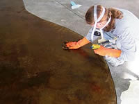 LesCoat - After applying the peelable caulk, a Brickform dye is added.