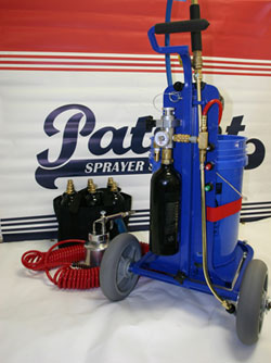 The Spraysafe System features an ergonomically designed cart with an adjustable handle.
