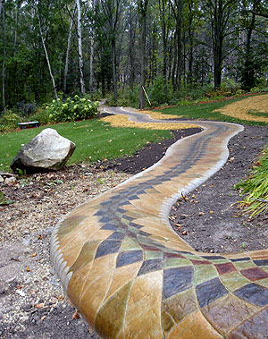 The details of the scales were created by stamping and staining the concrete.